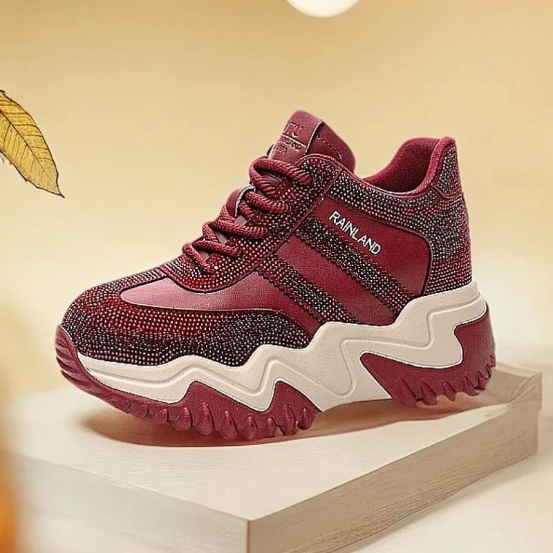 NWHSPING网红直播休闲运动老爹鞋女2025新款厚底增高时尚百搭舒适