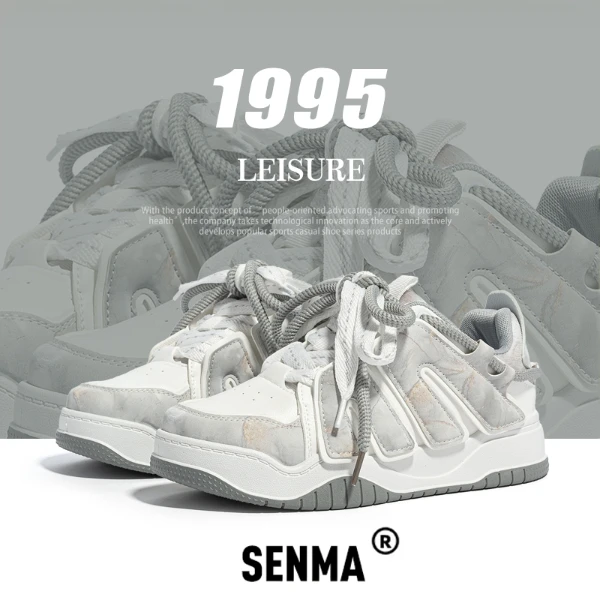 SENMA/森马百搭潮流高颜值情侣休闲板鞋多巴胺色厚底增高面包鞋女