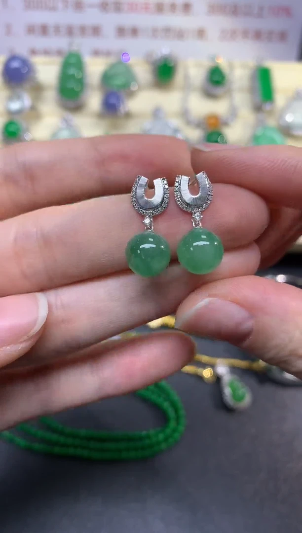 翡翠18K金镶嵌耳饰耳饰|4980+498