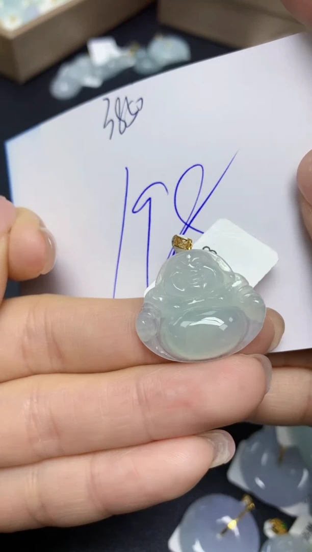 【闪购商品】翡翠挂件18K金镶嵌 天然翡翠A货