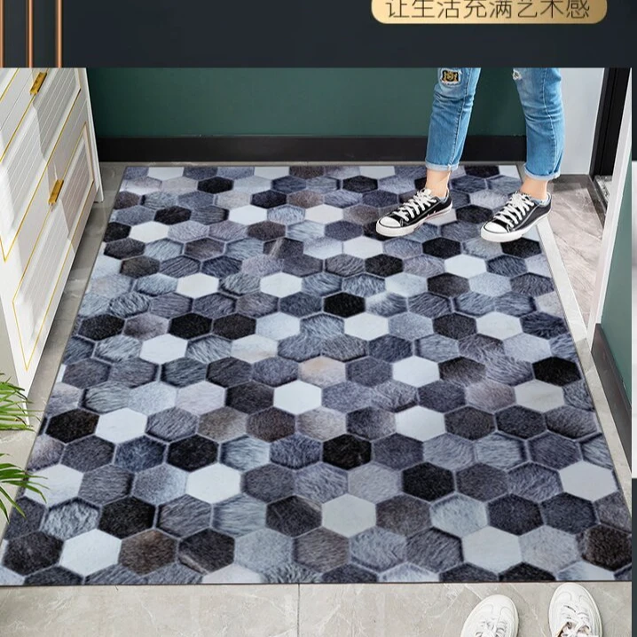 160CM*120CM外贸尾单简约卧室茶几地毯-水晶绒防滑防潮