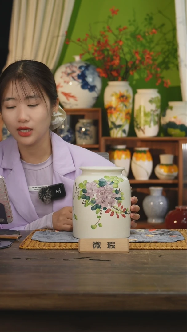 瓷片景德镇纯手工手绘花器摆件