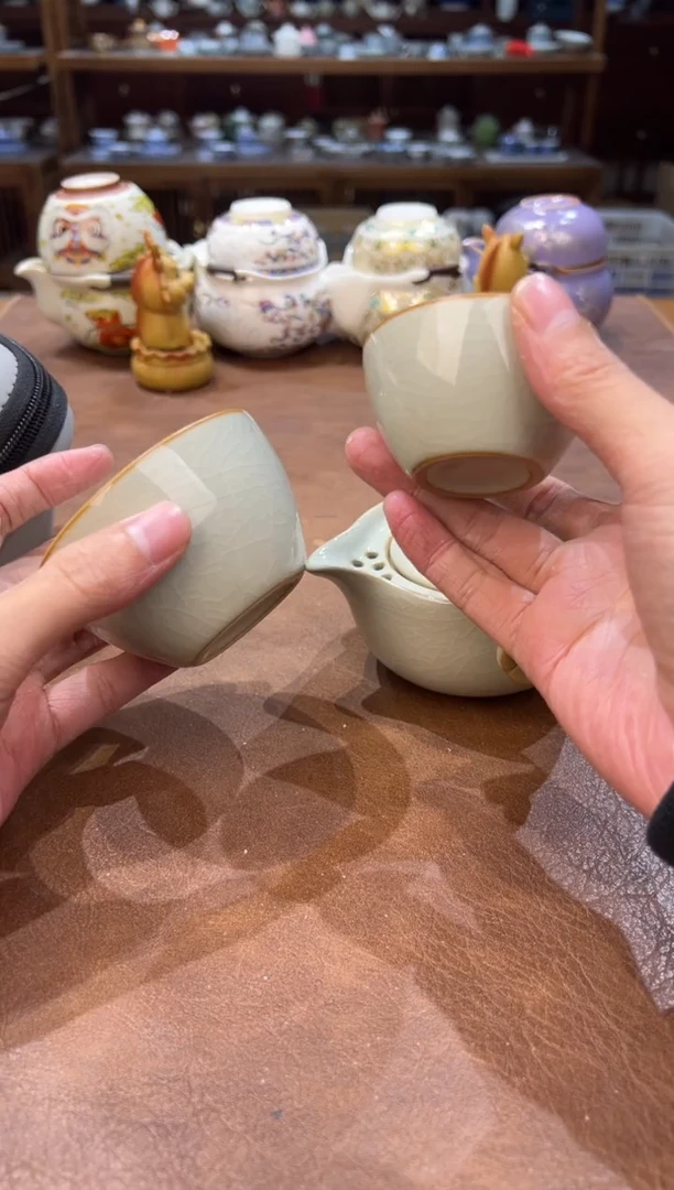 真的很便宜超好看会开片的旅行茶具