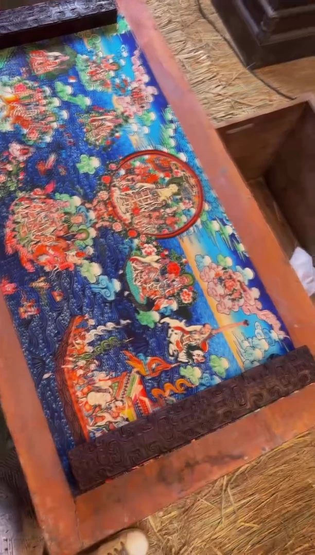 装裱画精品手绘唐卡链接--A007极乐世界