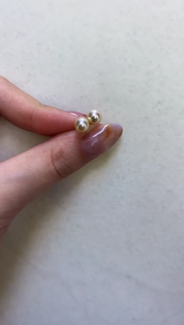 18K金镶嵌DA海水珍珠 GD153 羽皇金素钉6-7MM