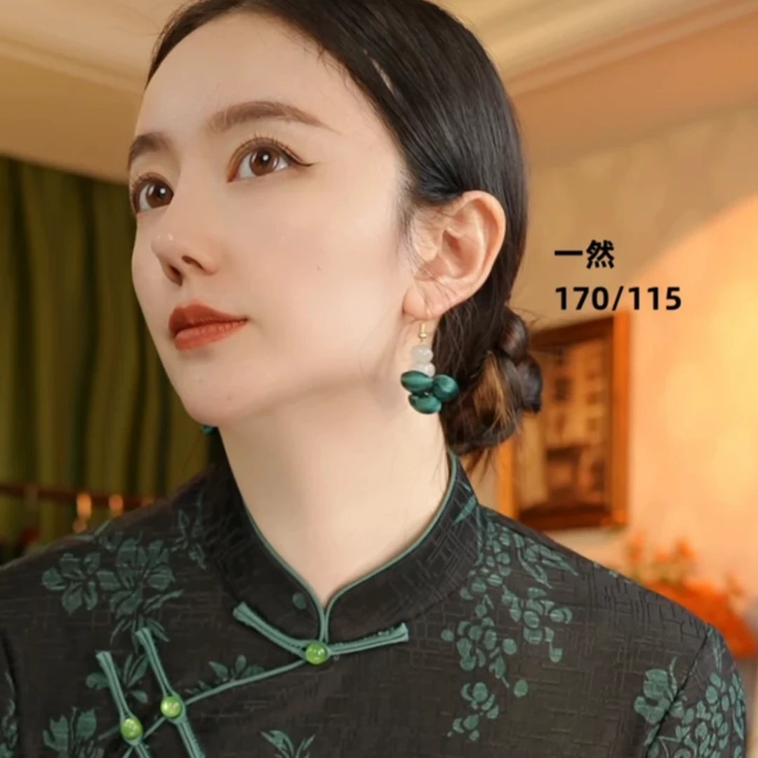 非金属仿水晶耳饰 【云纱】香云纱葡萄造型新中式气质百搭耳饰