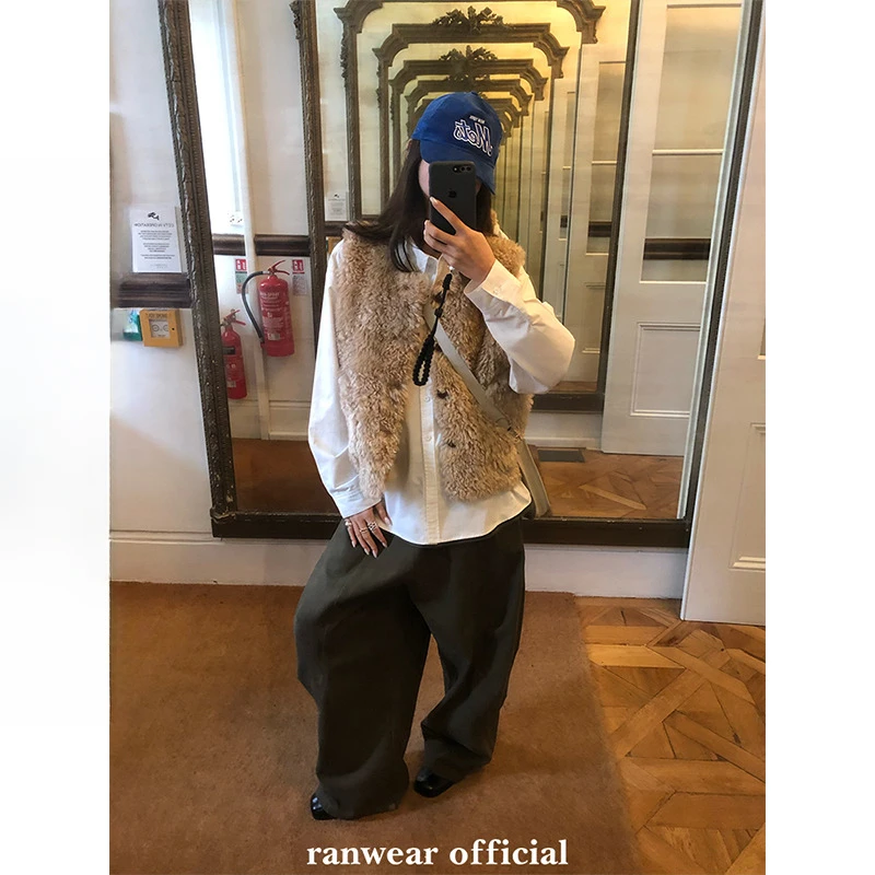 Ranwear teddy俱乐部 博主同款环葆皮草马甲羊羔毛加厚毛毛背心