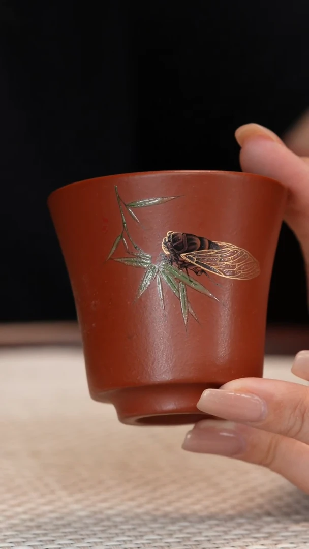 紫砂朱泥一鸣惊人主人杯
