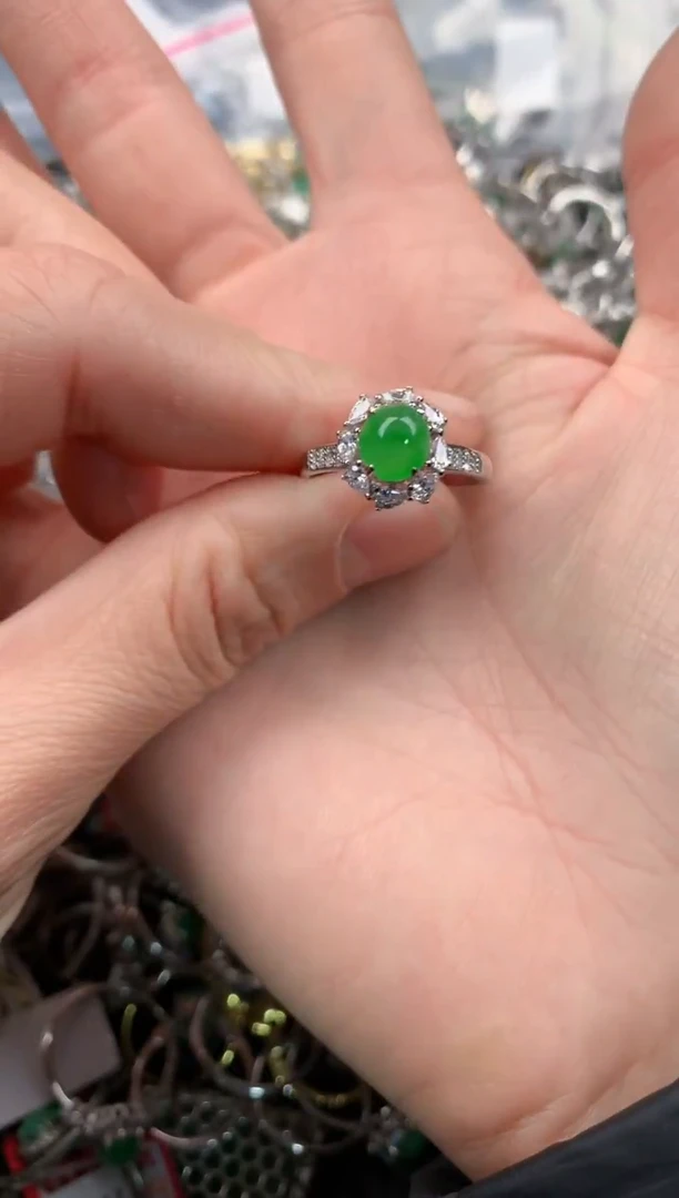 银S925镶嵌戒指翡翠111   3