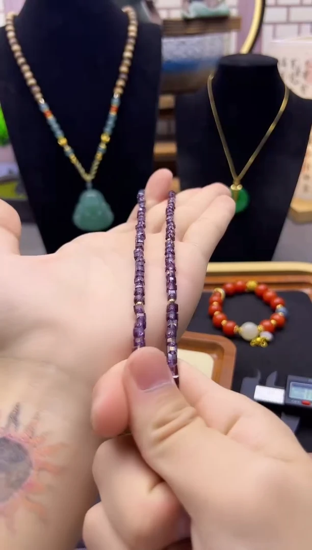 14K金镶嵌颈饰紫晶X208