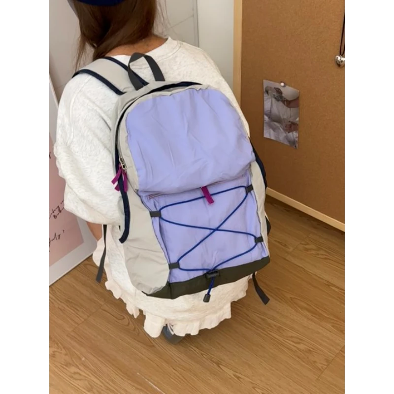 夏日运动拼接机能百搭时尚设计感大容量双肩防泼水实用学生双肩包