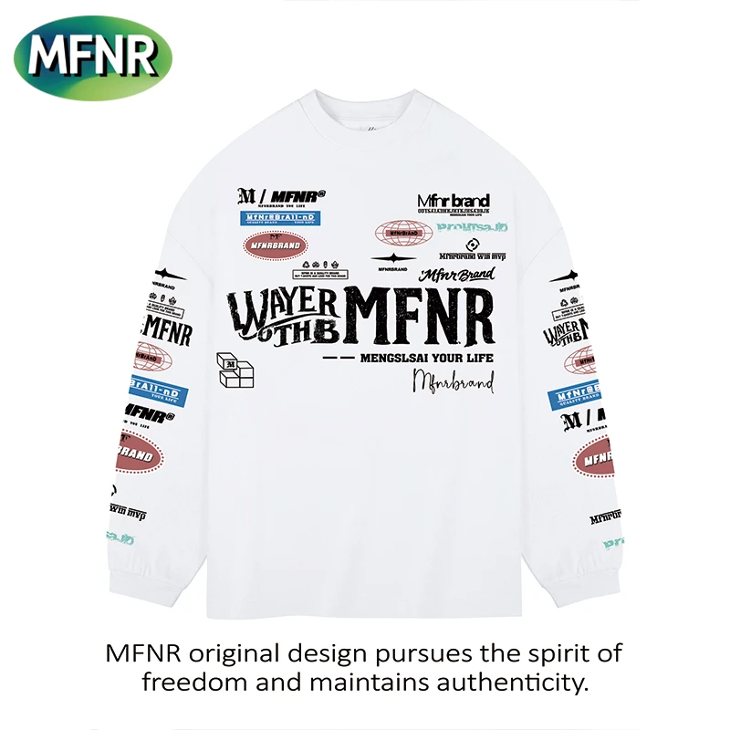 美式复古街头潮牌印花长袖T恤男女情侣秋季宽松百搭重磅纯棉上衣