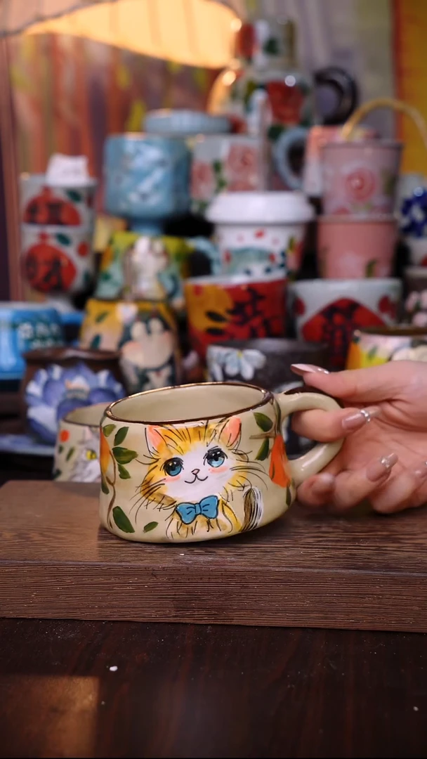 杯子陶泥垚手作 景德镇手工手绘陶瓷器物