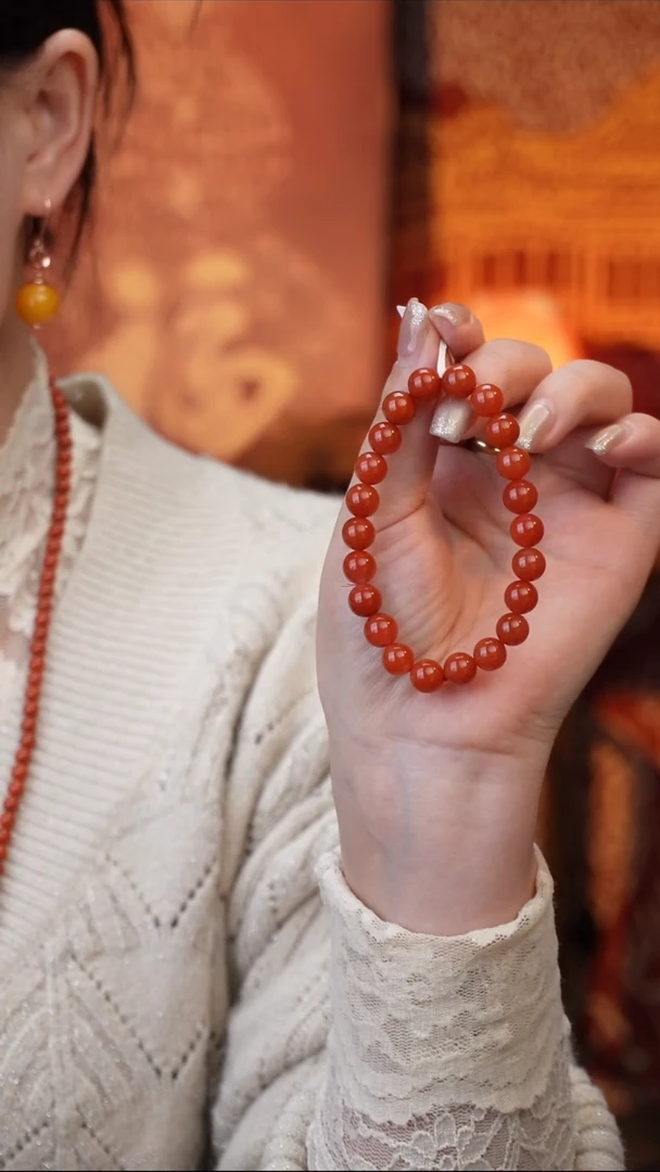 未镶嵌手串南红玛瑙天然原矿南红圆珠手串8mm+