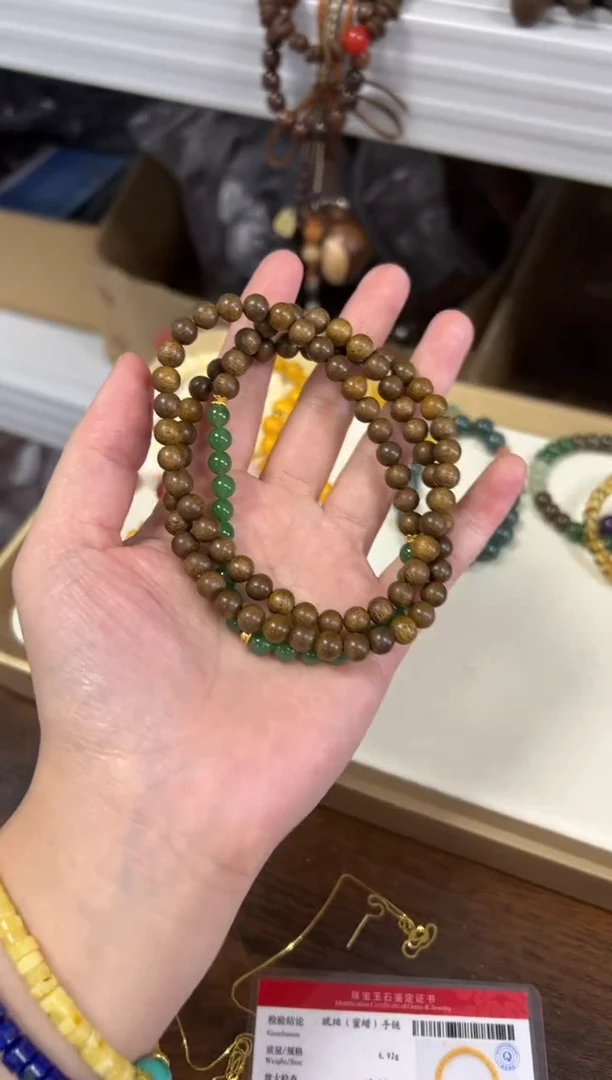 手链银S925镶嵌和田玉杜***。孤品和田碧玉曼丹款多圈手链[0656]