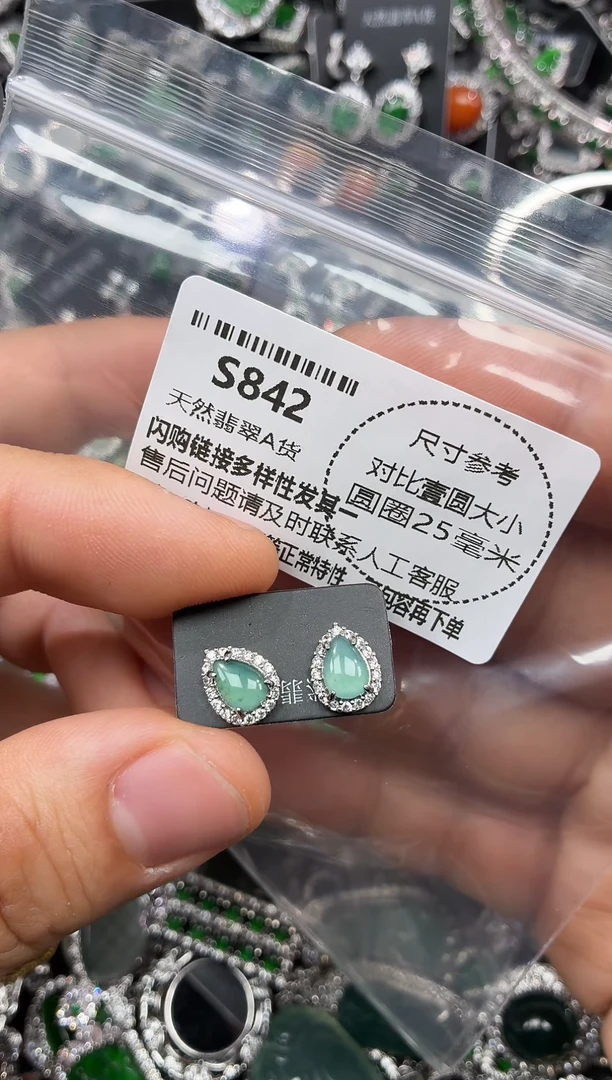 颈饰未镶嵌翡翠S842耳钉