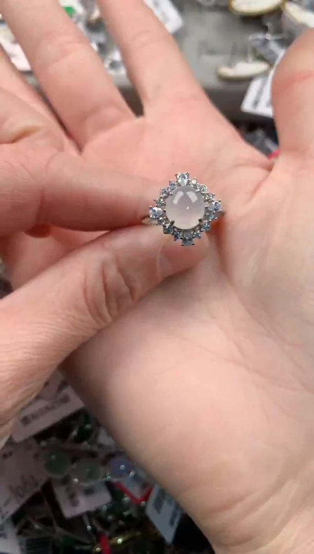 银S925镶嵌戒指翡翠5        1