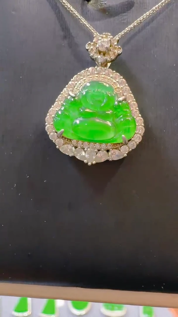 翡翠银S925镶嵌吊坠(赠链)天然A货翡翠
