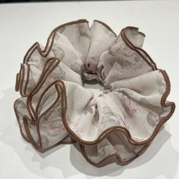 复古花系发圈小蛮腰轻纱高级感气质清雅色系丸子头马尾头饰头绳