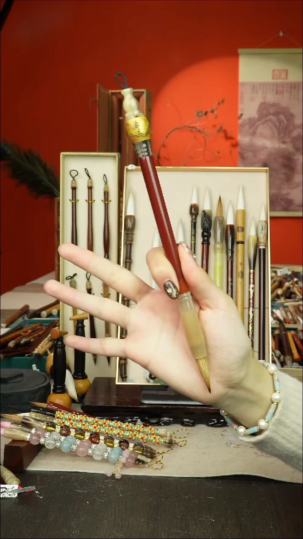 165号闪孤品高货毛笔链接 清水试笔 蘸墨不退