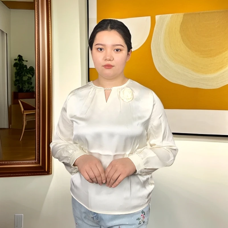 2025 年最新款时尚 女士 丝绸 衬衫YIGILIK KUPTA  丝绸  圆领