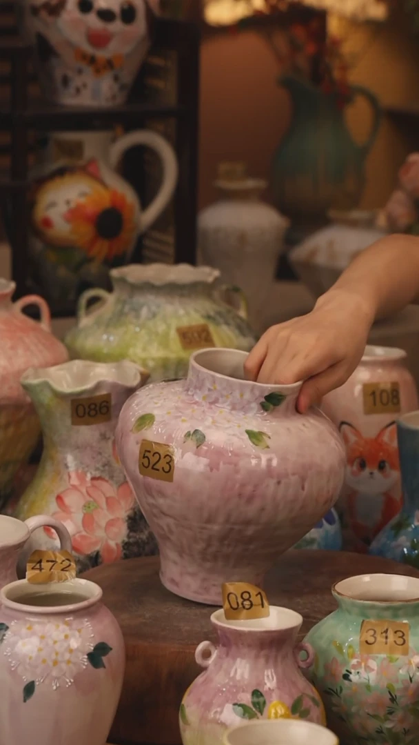 陶瓷523景德镇设计师手作花器摆件侘寂风