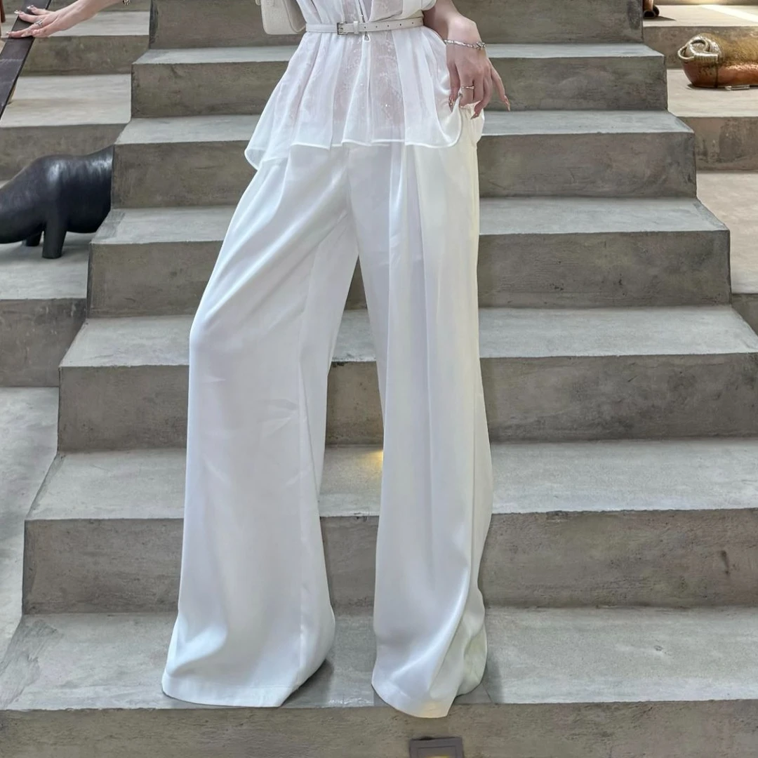 粉红PINK丨“轻松时髦精”设计感极简风垂感阔腿裤LWJ25B2TZ1845