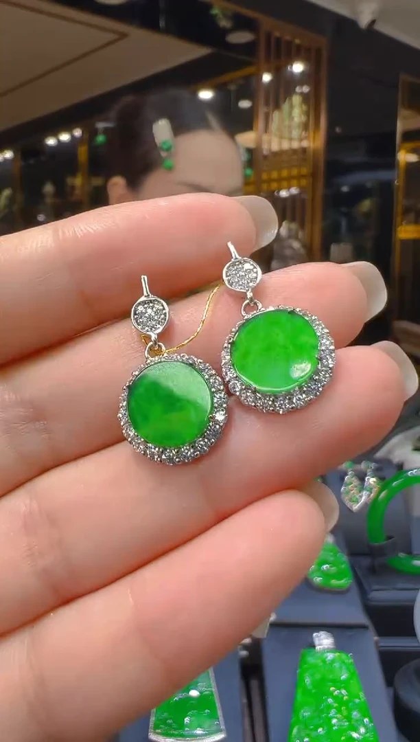 银S925镶嵌翡翠耳饰103（多样性发其一）