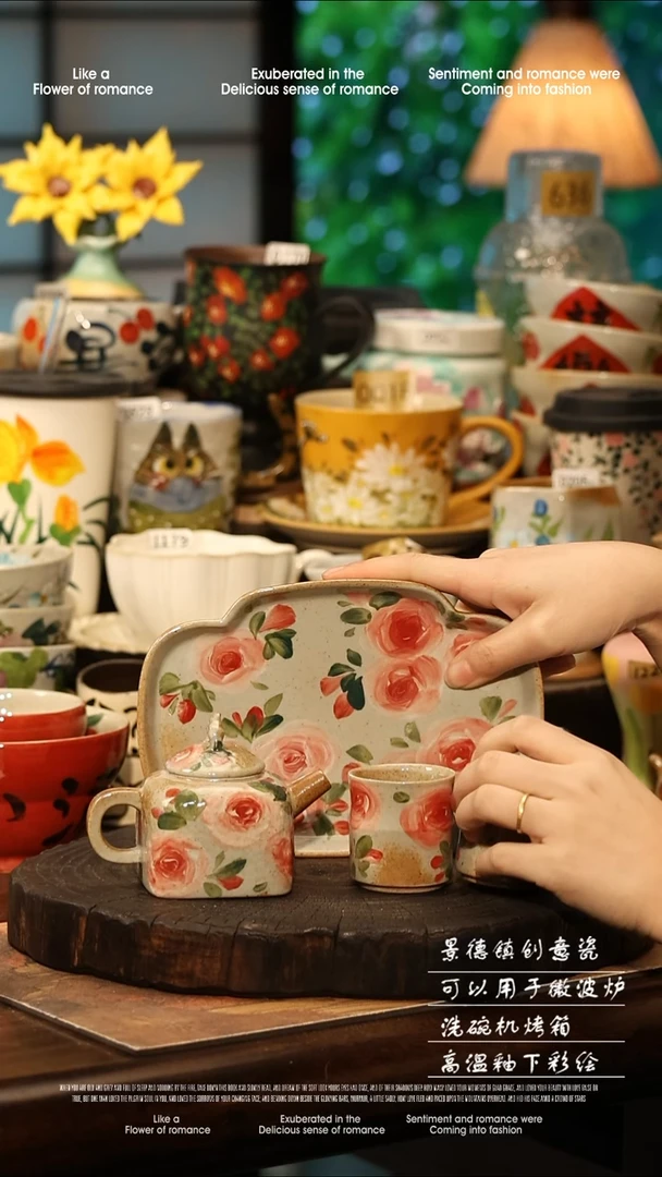 陶瓷景德镇高温釉下彩手工手绘款式