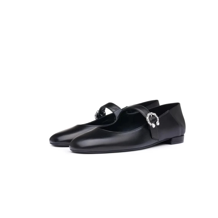 StuartWeitzman【商场同款】GATSBY MARY JANE黑纳帕皮平底鞋