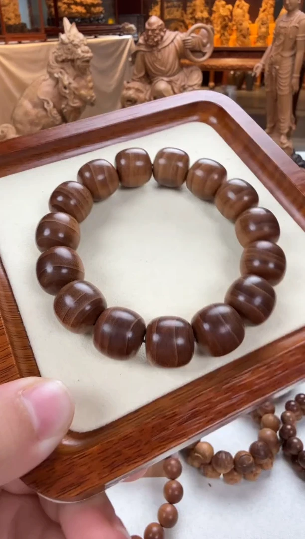 檀香木手串/手链15X16横纹单圈百年黑油2号 印度老山檀香