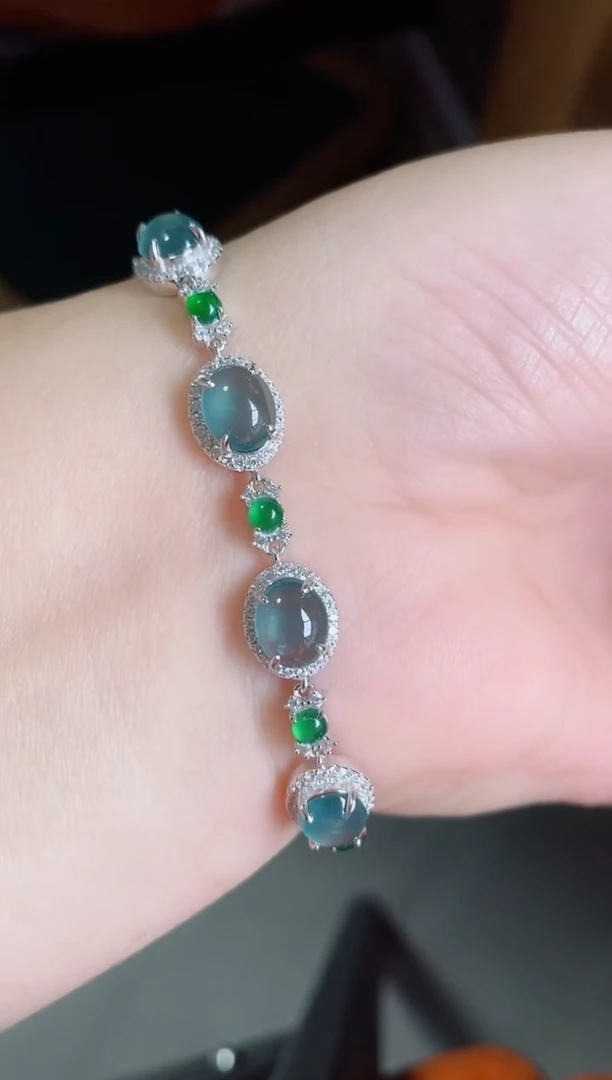 银S925镶嵌手链翡翠2121212