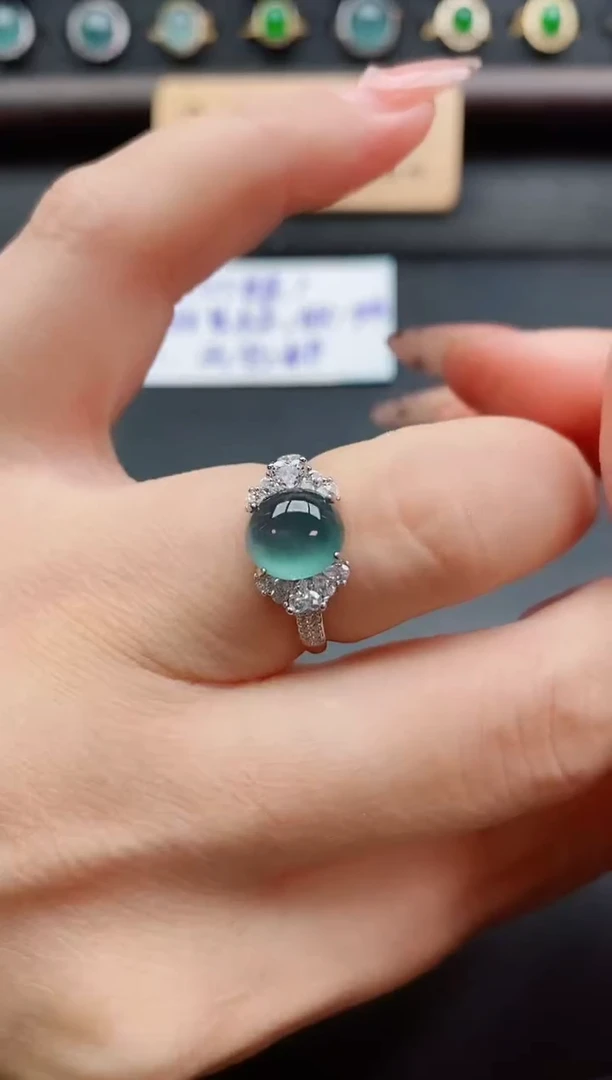 银S925镶嵌戒指翡翠1