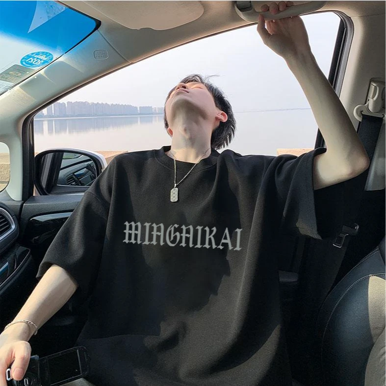 美式街头潮牌字母印花重磅短袖t恤男夏季休闲宽松白色pansk短袖