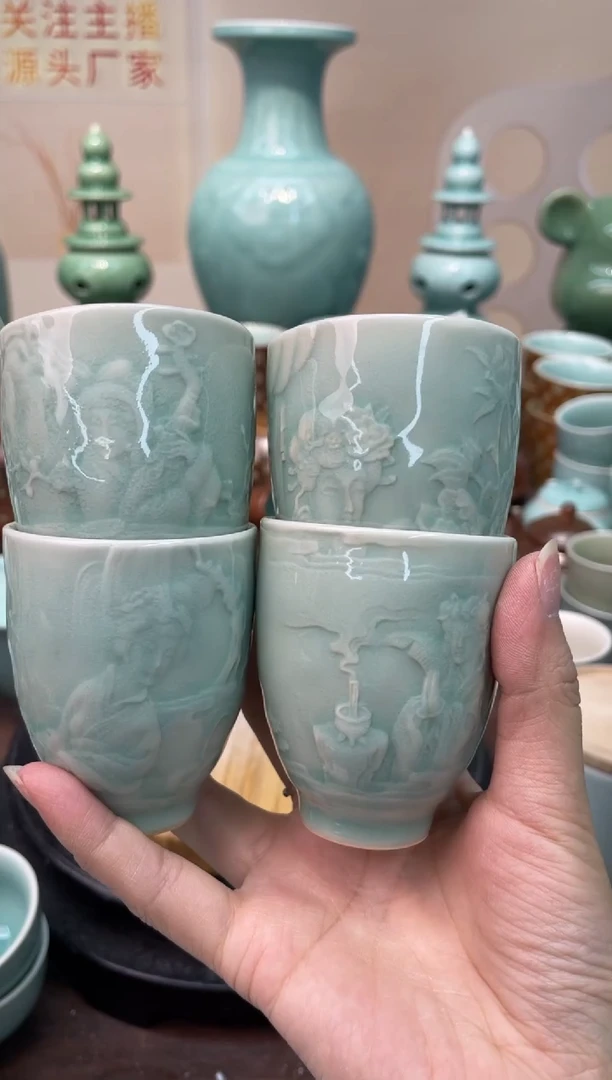 瓷4大美女杯  慧仙青瓷 龙泉青瓷大促