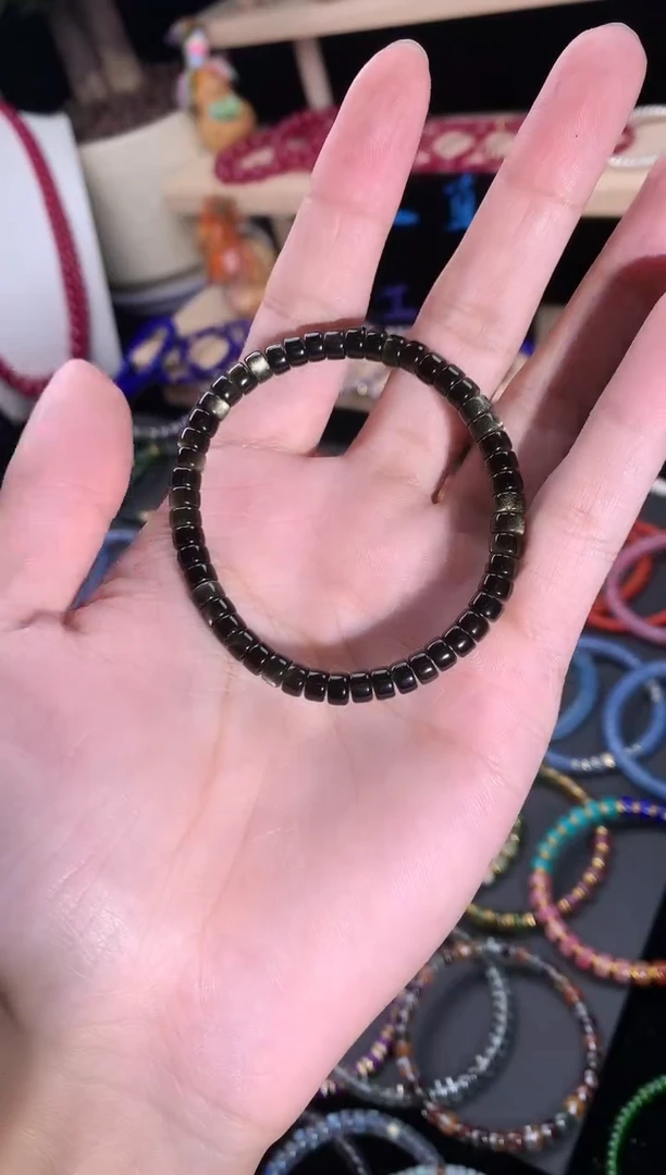 黑曜岩未镶嵌手串金曜石药片手串