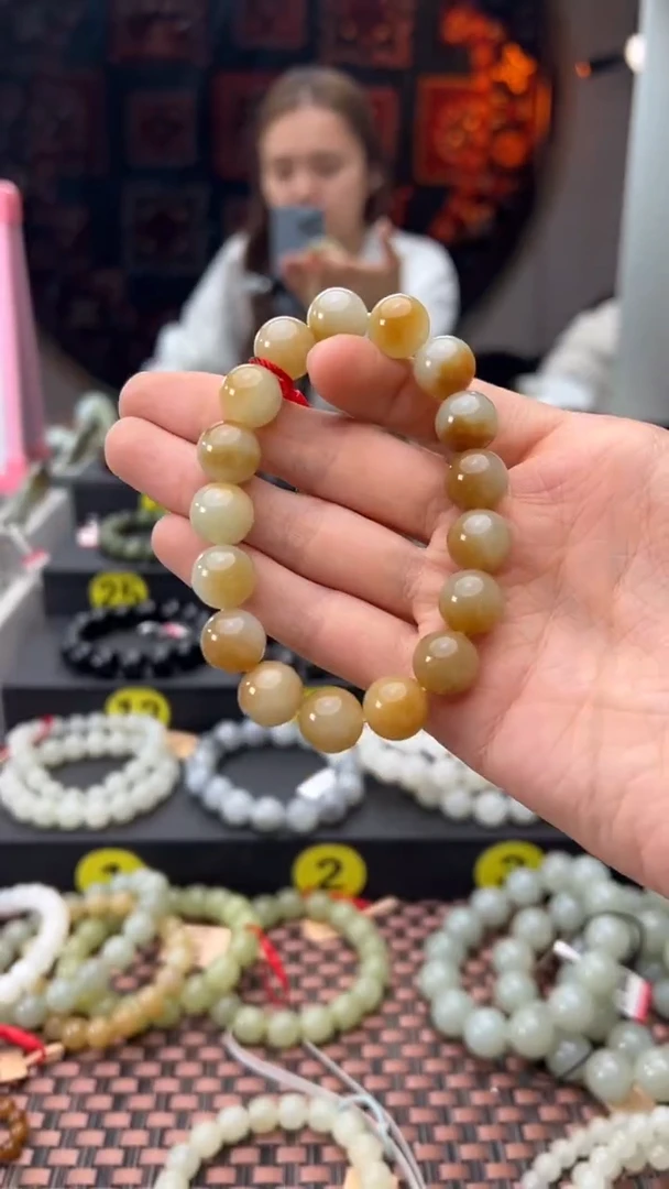未镶嵌手串和田玉若羌糖黄口手串卡12