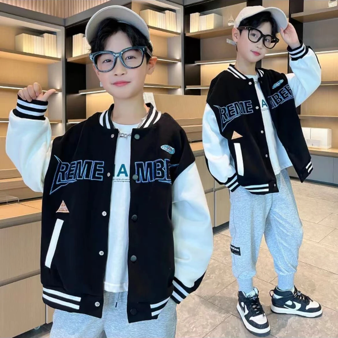 409176《现》优选韩版儿童休闲舒适百搭秋款棒球服外套