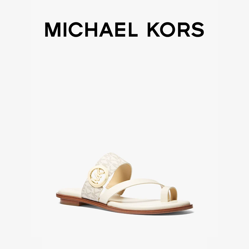 【折扣臻享】MICHAEL KORS MK Vera 女Logo金属饰夹趾凉鞋拖鞋