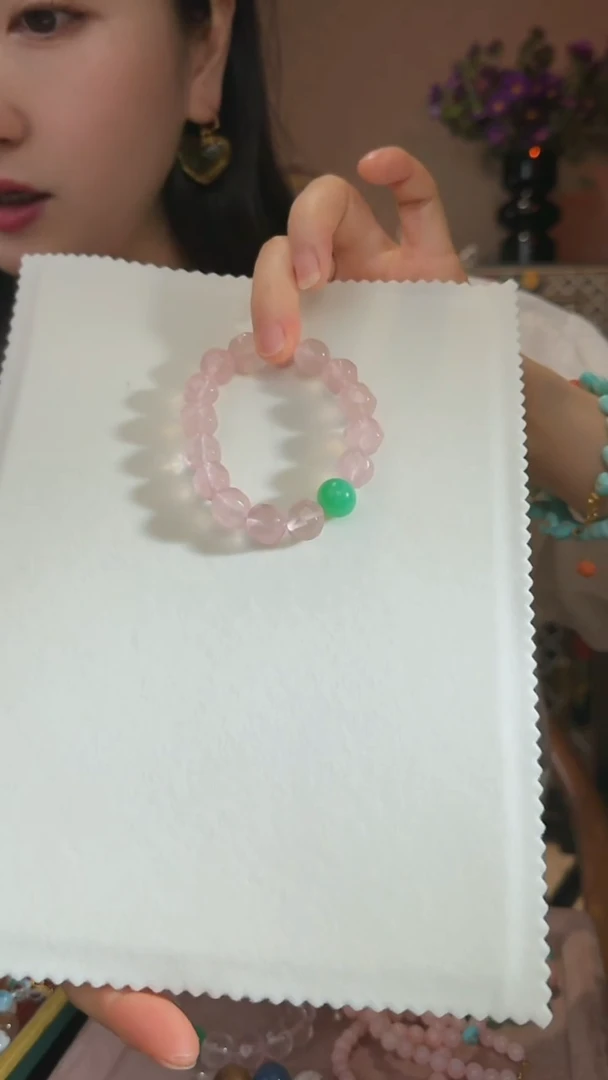 水晶手串未镶嵌天然莫桑比克粉水晶手串