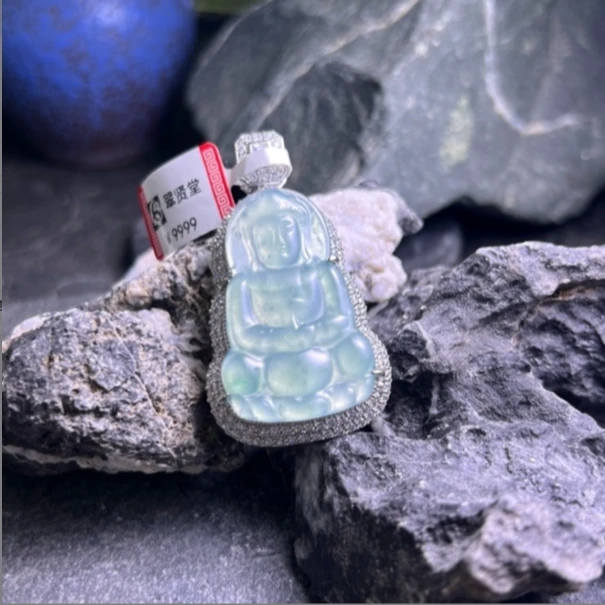 翠贤堂翠贤堂033冰种天然A货翡翠观音吊坠气质