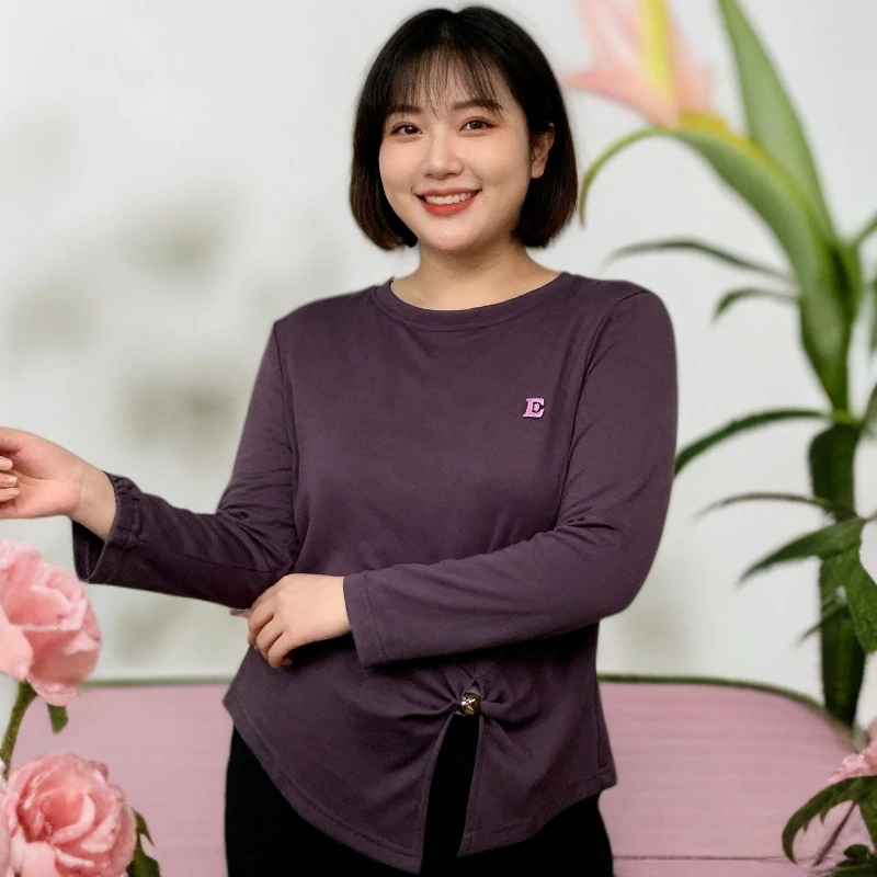 妈妈装七分袖时尚吸汗宽松百搭常规蝴蝶扣天然棉中老年女装