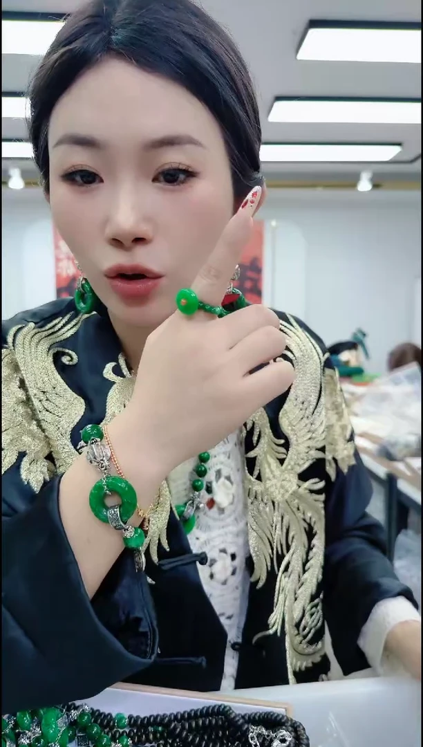 【闪购商品】石英质玉戒指合金0959 绿平安扣戒指