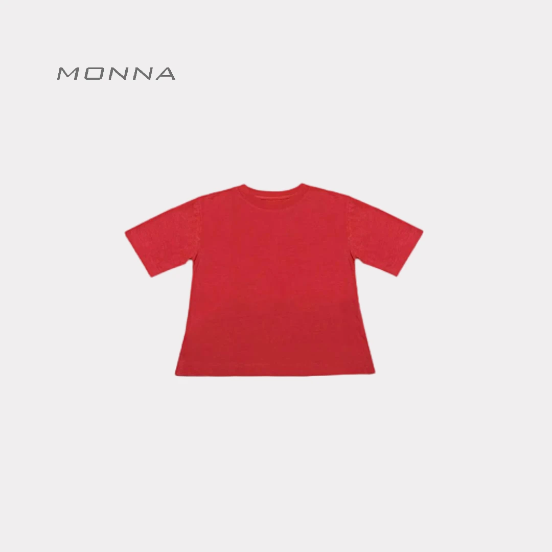 CiCi 锈红色经典正肩简约百搭纯色短袖T恤 YLM00626