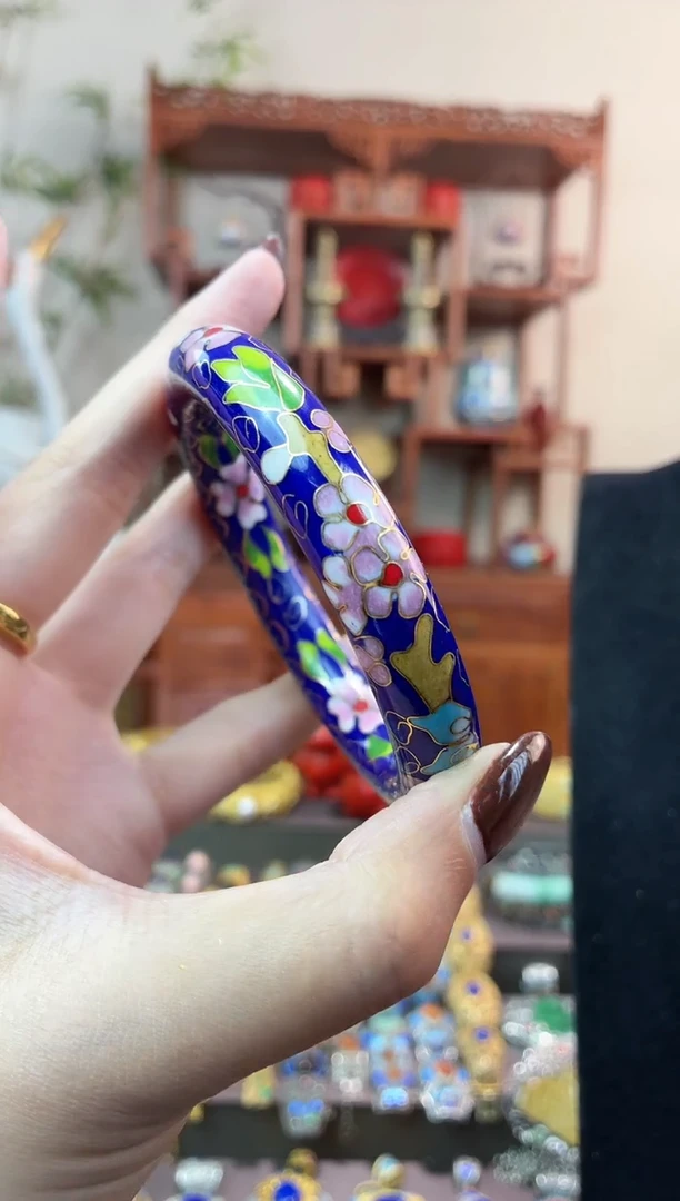 非遗手工景泰蓝镯子宝蓝