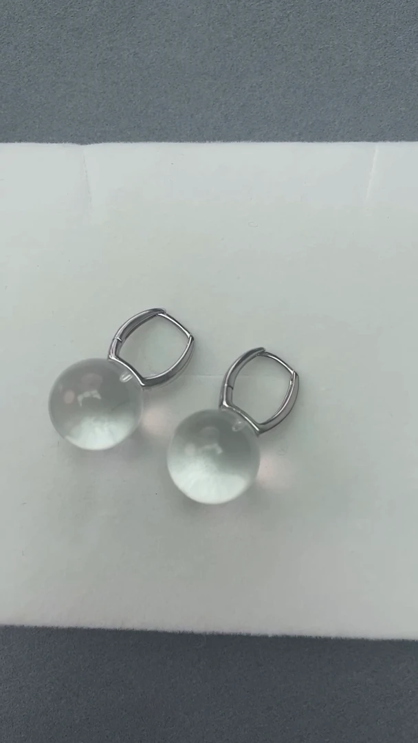 水晶耳饰未镶嵌14mm天然双A白水晶耳扣