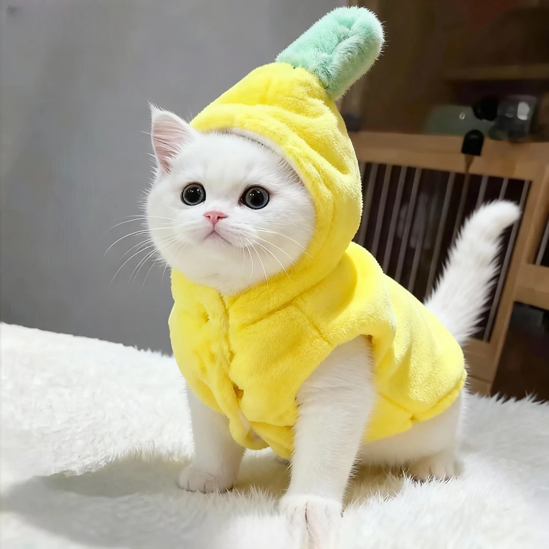 猫咪衣服可爱搞怪香蕉造型变身猫咪狗狗秋冬加绒加厚保暖保温衣服