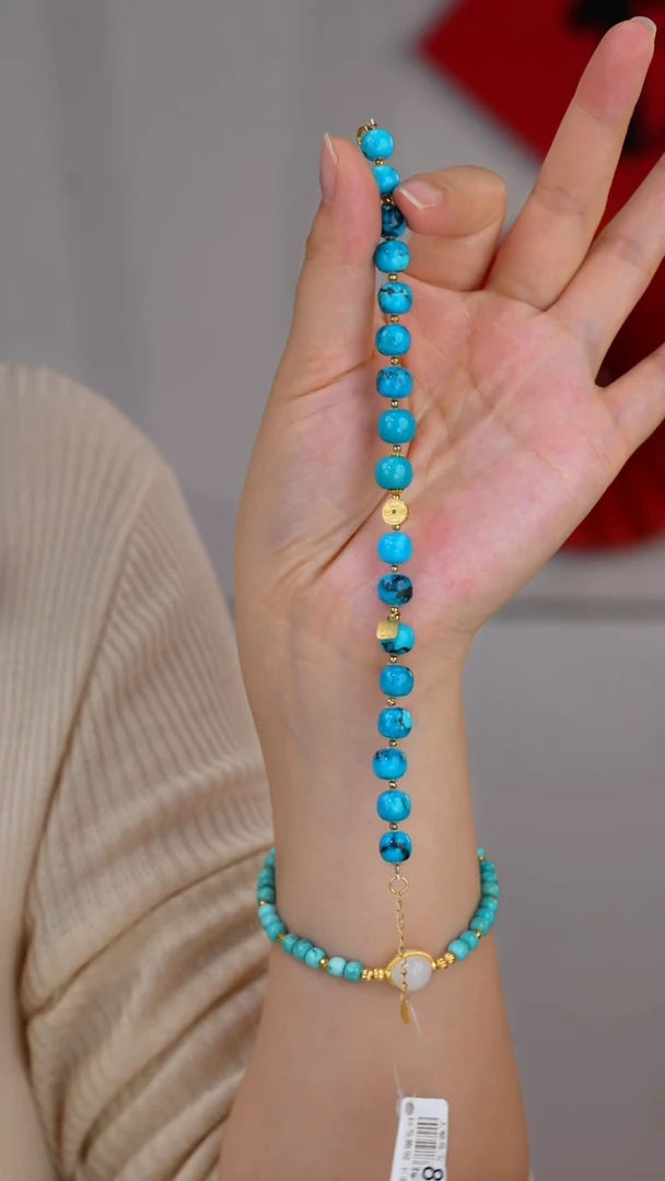 18K金镶嵌绿松石手链1