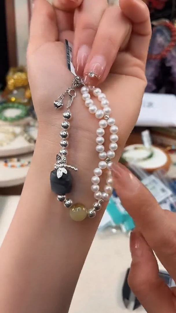 银S925镶嵌手绳淡水珍珠@@C921D020149