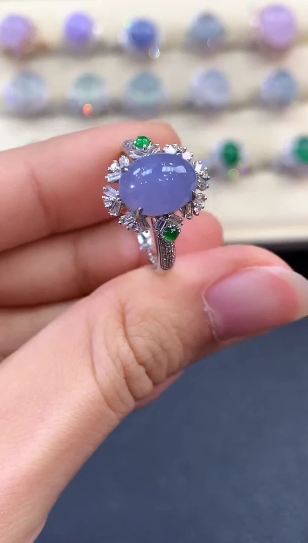 【闪购商品】翡翠戒指18K金镶嵌 B104 有色差